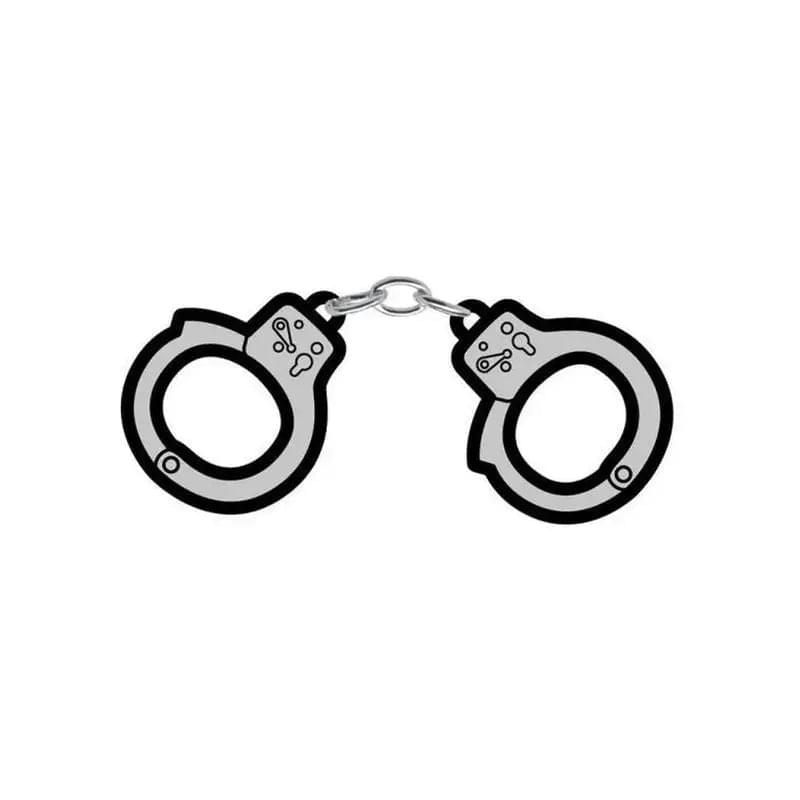 Handcuffs Enamel Pin Wood Rocket Discreet Intimate Essentials.
