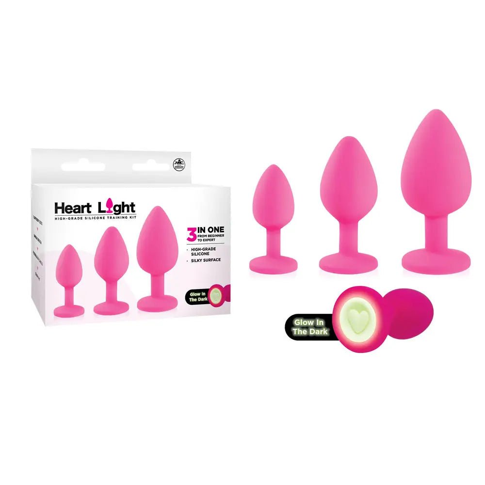 Shop affordable quality Heart Light - Butt Plugs with Glow in Dark Bases - Set of 3 Sizes - Discreet Intimate Essentials - ANAL TOYS - Excellent Power