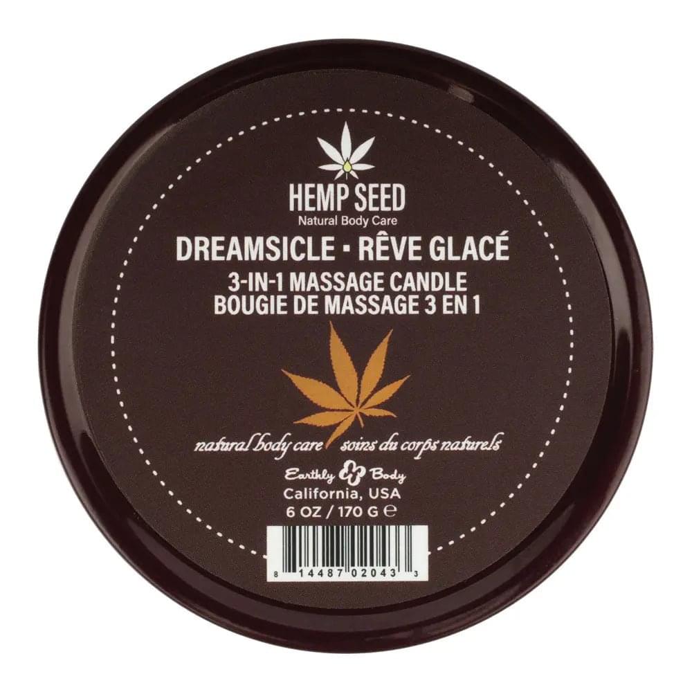 Hemp Seed 3-In-1 Massage Candle - Dreamsicle (Tangerine & Plum) - 170 g Earthly Body Discreet Intimate Essentials.