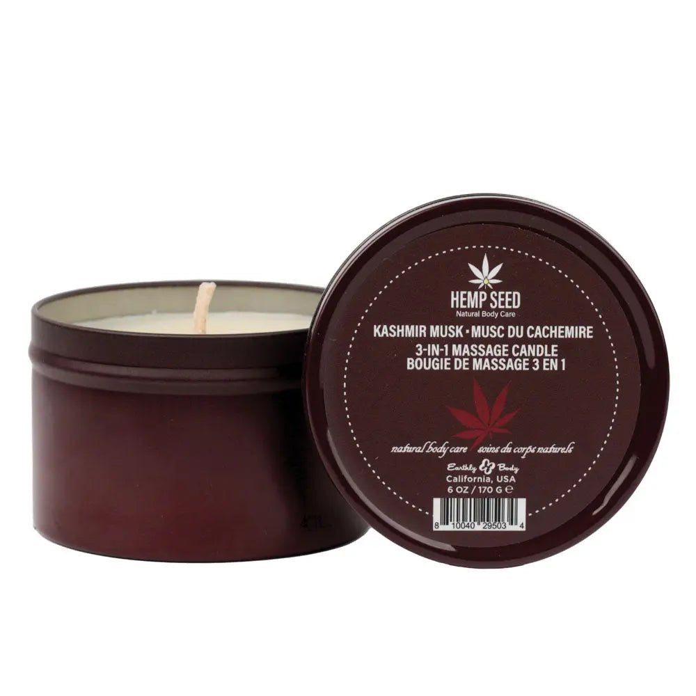 Shop affordable quality Hemp Seed 3-In-1 Massage Candle - Kashmir Musk (Brandy, Magnolia & Vanilla Musk) - 170 g - Discreet Intimate Essentials - CANDLES - Earthly Body