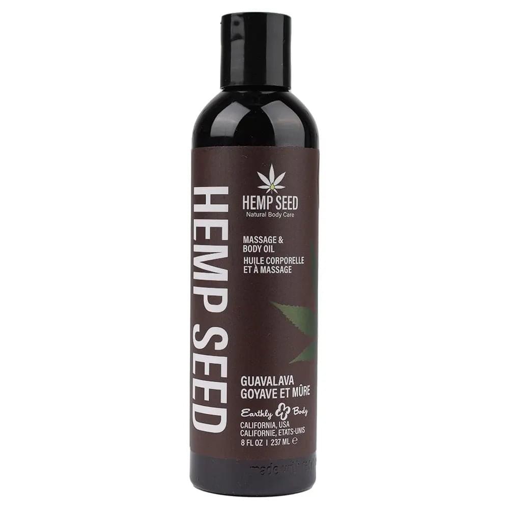 Hemp Seed Massage & Body Oil - Guavalava (Guava & Blackberry) Scented - 237 ml Bottle Earthly Body Discreet Intimate Essentials.