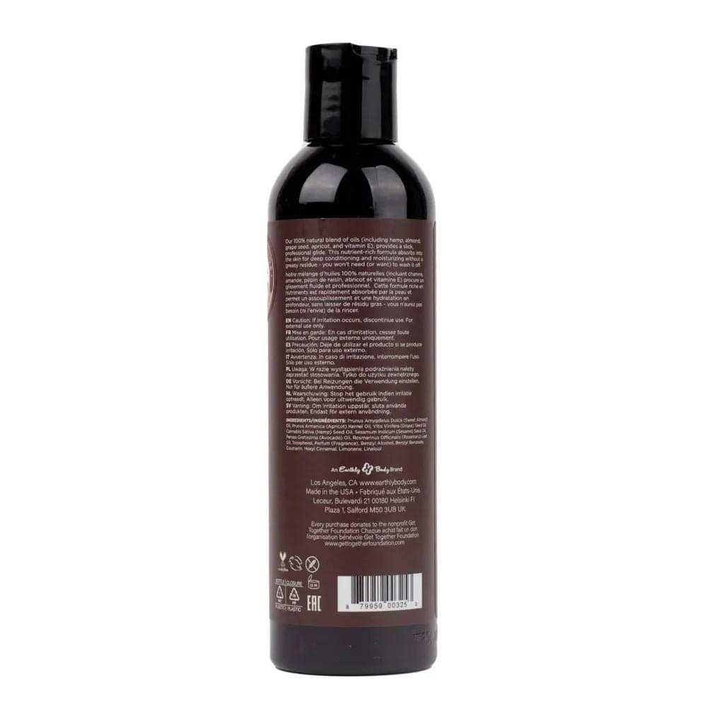 Hemp Seed Massage & Body Oil - Moroccan Nights (Earthy & Spicy-Sensual) Scented - 237 ml Bottle Earthly Body Discreet Intimate Essentials.