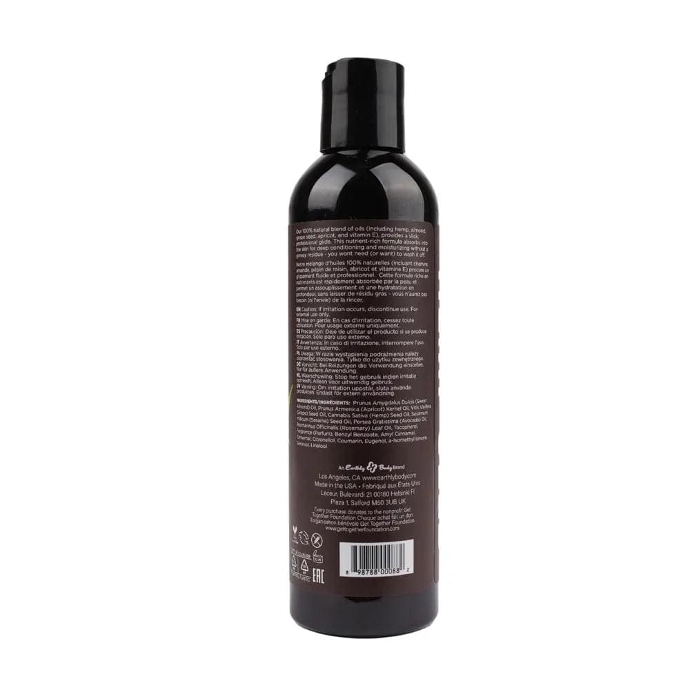 Hemp Seed Massage & Body Oil - Nag Champa (East Indian Incense) Scented - 237 ml Bottle Earthly Body Discreet Intimate Essentials.