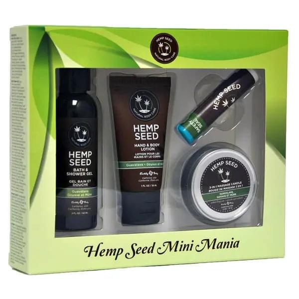 Hemp Seed Mini Mania - Guavalava (Guava & Blackberry) Scented Lotion Kit - 4 Piece Set Earthly Body Discreet Intimate Essentials.