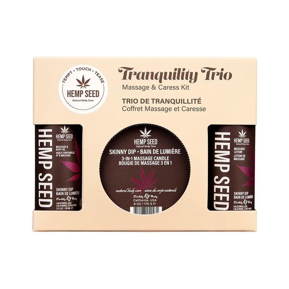 Hemp Seed Tranquility Trio - Skinny Dip - Skinny Dip Scented Massage & Caress Kit - 3 Piece Kit Earthly Body Discreet Intimate Essentials.