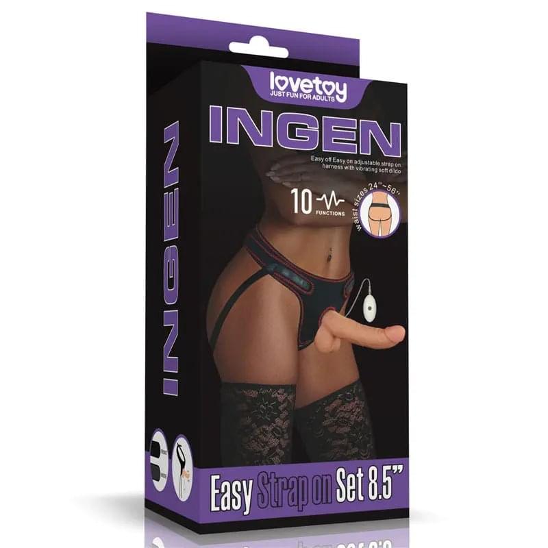 Ingen Vibrating Easy Strap-On Set -  21.6 cm (8.5'') Vibrating Strap-On Lovetoy Discreet Intimate Essentials.