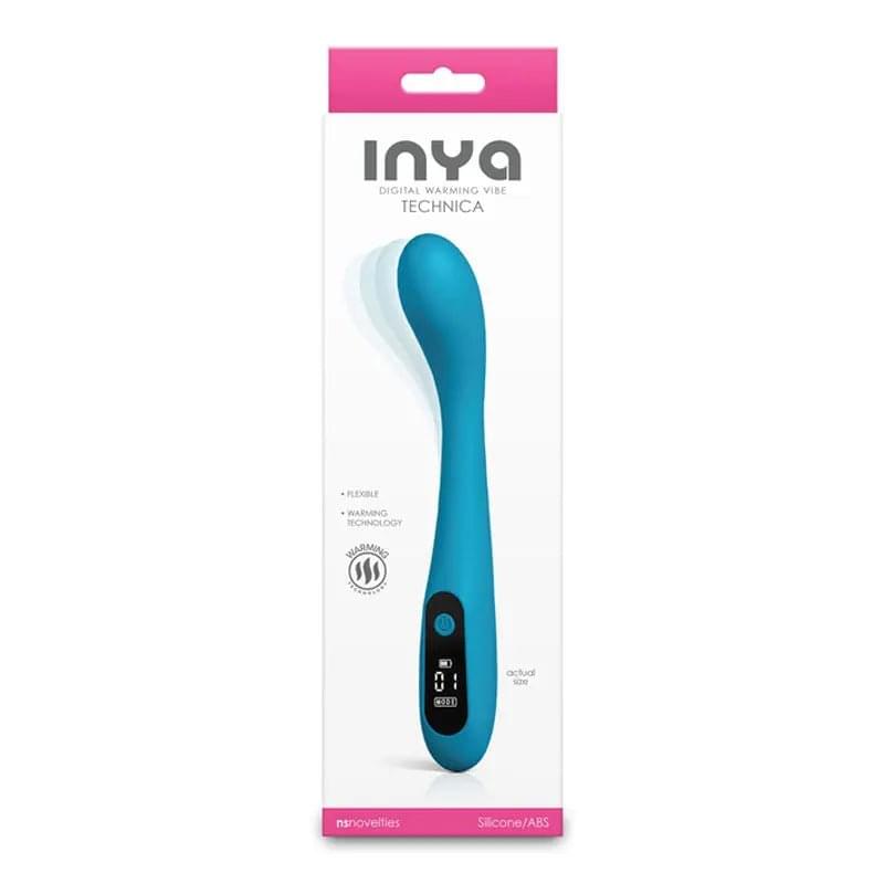 INYA Technica - Teal - Teal 19.2 cm USB Rechargeable Warming Vibrator NS Novelties Discreet Intimate Essentials.