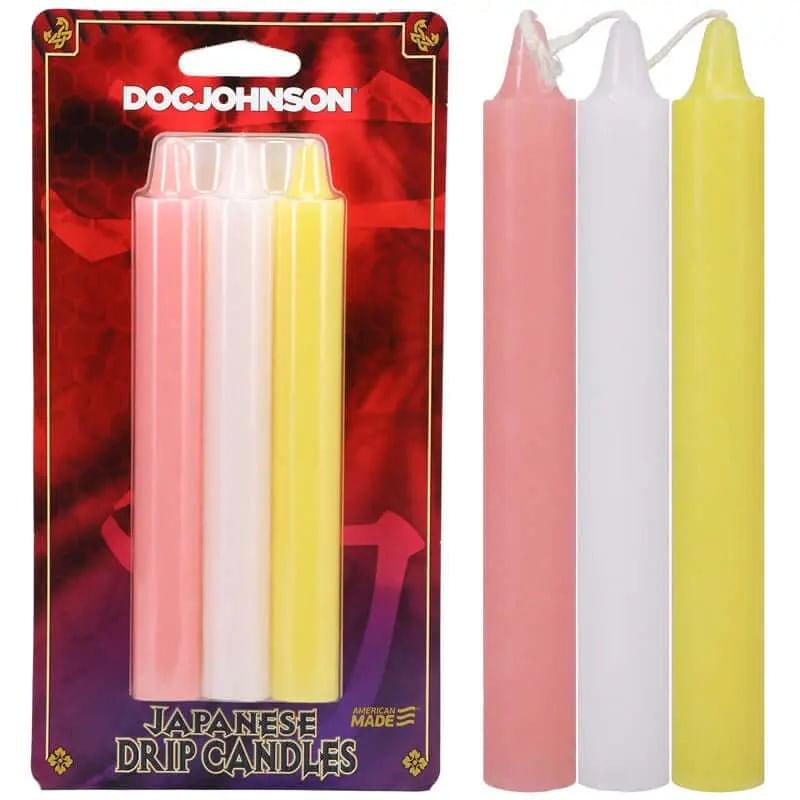 Japanese Drip Candles - Light - Light  3 Pack Doc Johnson Discreet Intimate Essentials.