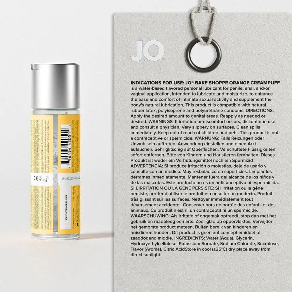JO Bake Shoppe - Orange Creampuff - Orange Creampuff Flavoured Water Based Lubricant - 60 ml Bottle JO Discreet Intimate Essentials.