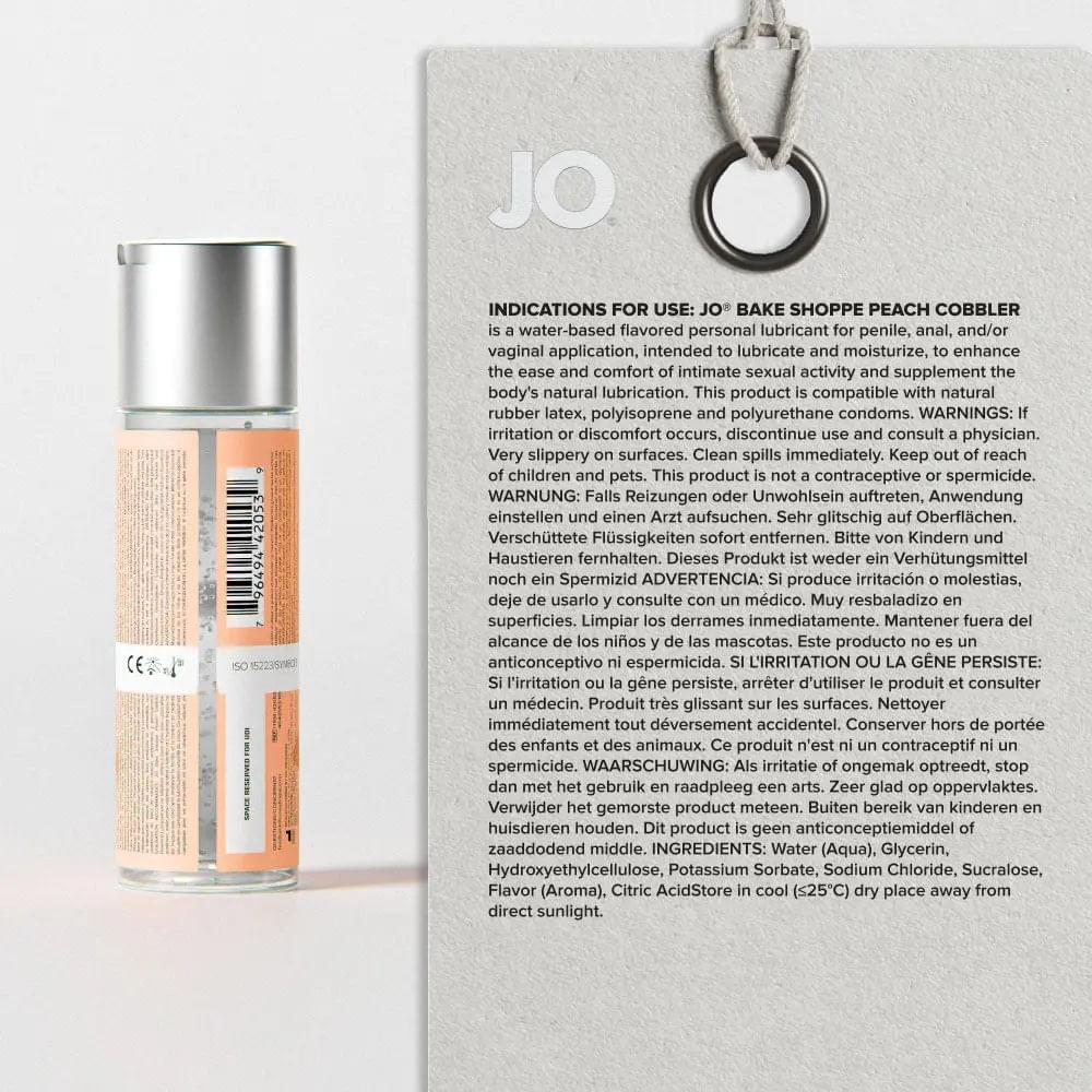JO Bake Shoppe - Peach Cobbler - Peach Cobbler Flavoured Water Based Lubricant - 60 ml Bottle JO Discreet Intimate Essentials.