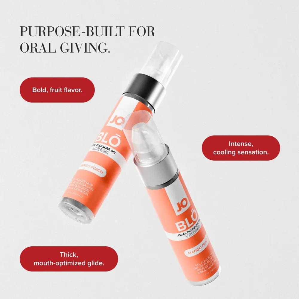 JO Blo Mango Peach - Mango Peach Flavoured Oral Pleasure Gel - 30 ml Bottle JO Discreet Intimate Essentials.