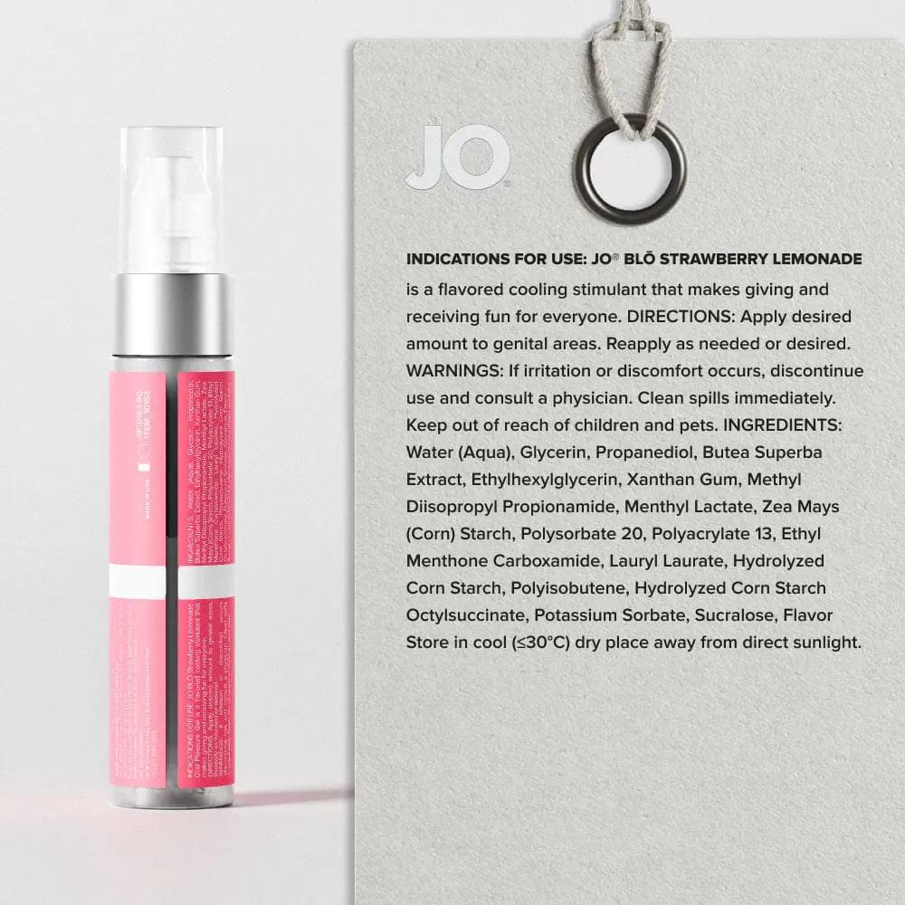 JO Blo Strawberry Lemonade - Strawberry Lemonade Flavoured Oral Pleasure Gel - 30 ml Bottle JO Discreet Intimate Essentials.