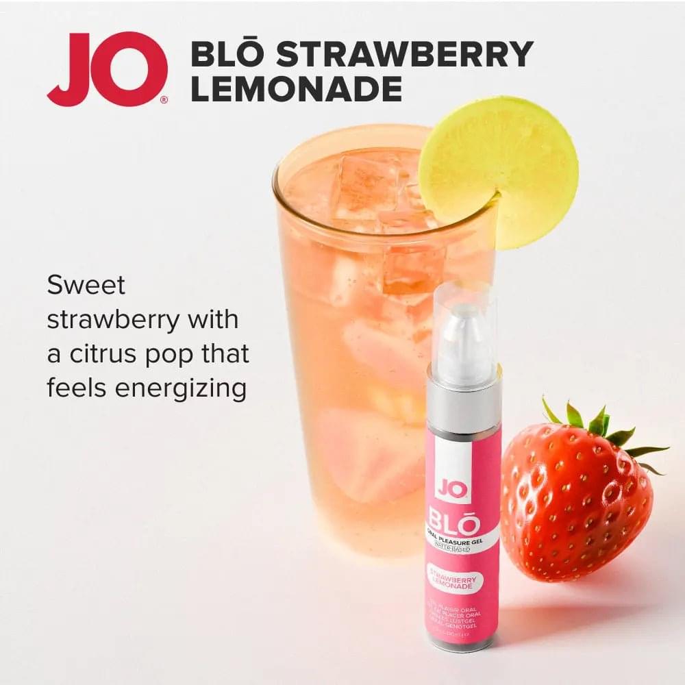 JO Blo Strawberry Lemonade - Strawberry Lemonade Flavoured Oral Pleasure Gel - 30 ml Bottle JO Discreet Intimate Essentials.