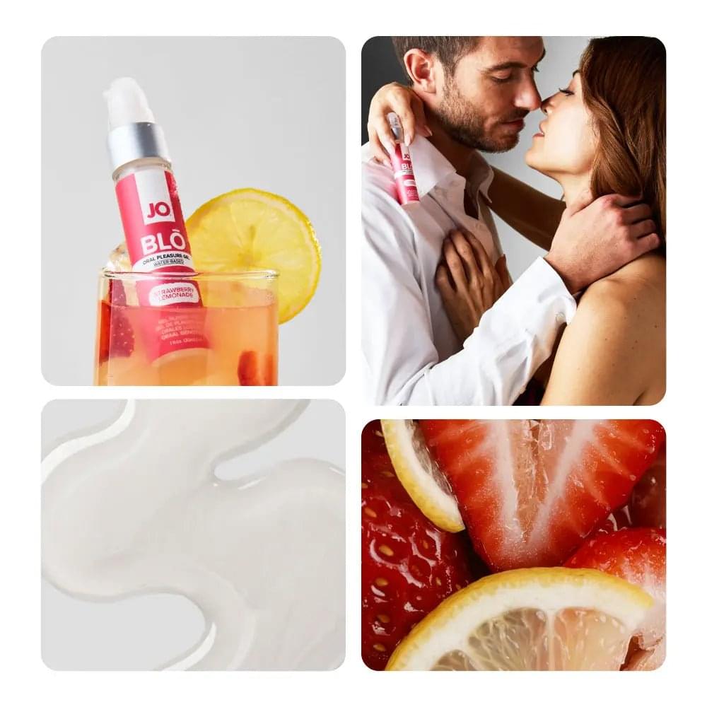JO Blo Strawberry Lemonade - Strawberry Lemonade Flavoured Oral Pleasure Gel - 30 ml Bottle JO Discreet Intimate Essentials.