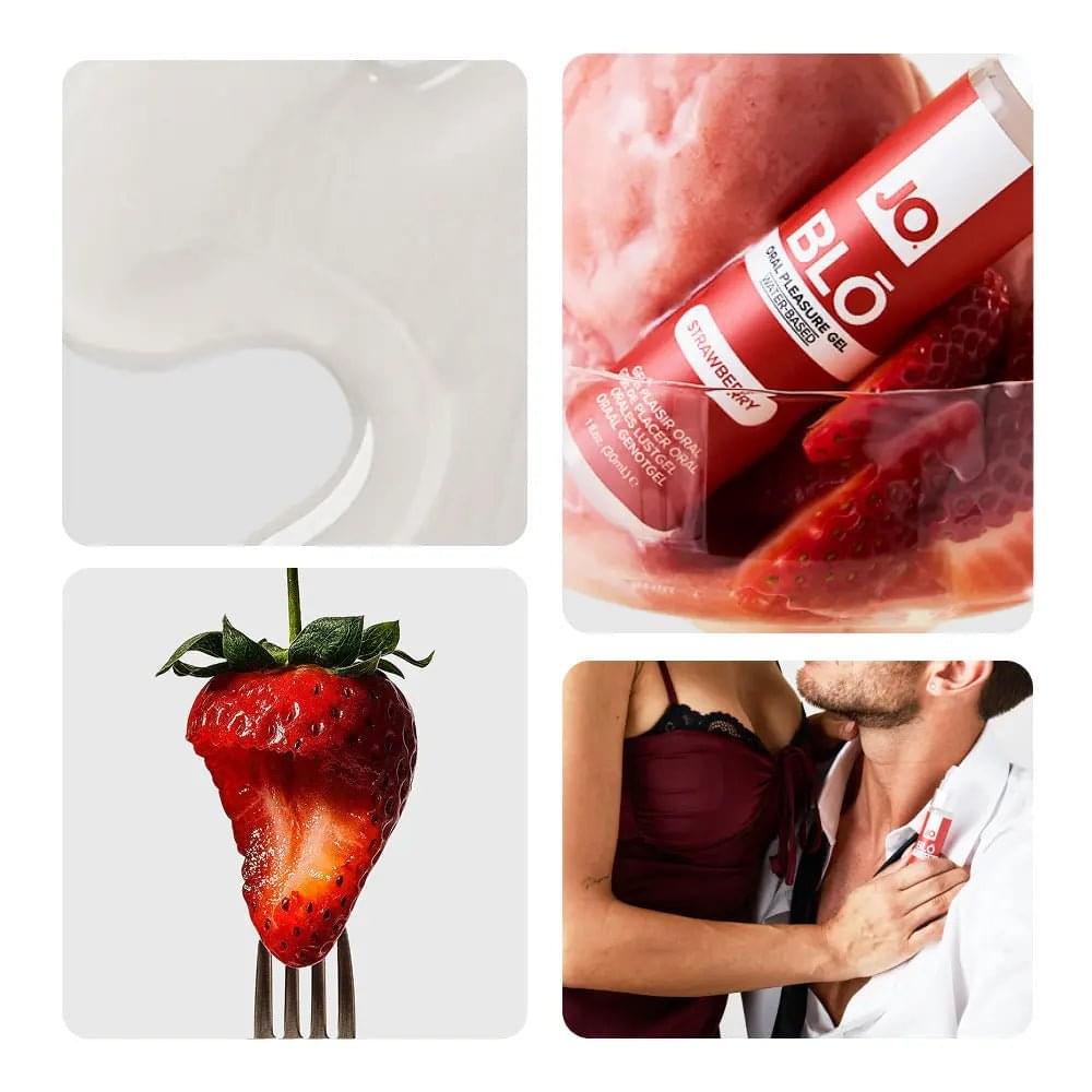 JO Blo Strawberry - Strawberry Flavoured Oral Pleasure Gel - 30 ml Bottle JO Discreet Intimate Essentials.