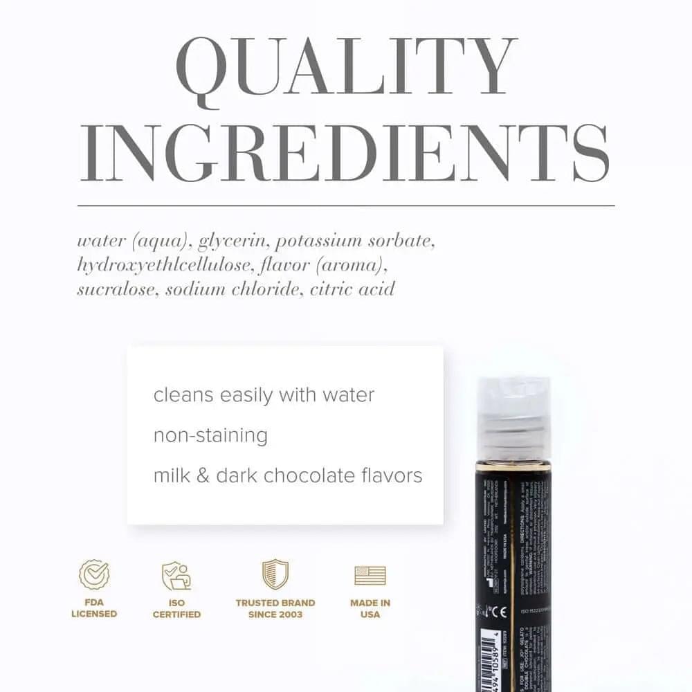 JO Gelato Decadent Double Chocolate Lubricant - 30 mL - Chocolate Flavoured Water Based Lubricant - 30 ml Bottle JO Discreet Intimate Essentials.