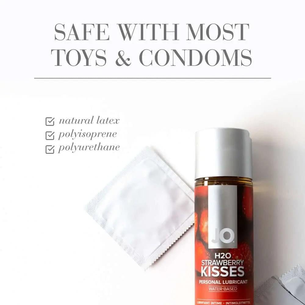 JO H2O Strawberry Kisses Lube - 30 mL - Strawberry Flavoured Water Based Lubricant - 30 ml Bottle JO Discreet Intimate Essentials.