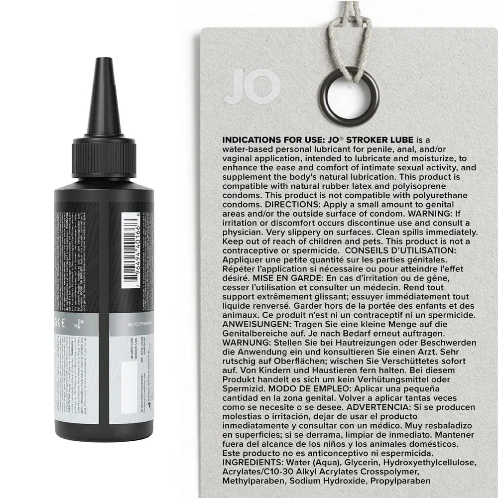 JO Stroker Lube - 120 ml - Water Based Stroker Lubricant - 120 ml Bottle JO Discreet Intimate Essentials.
