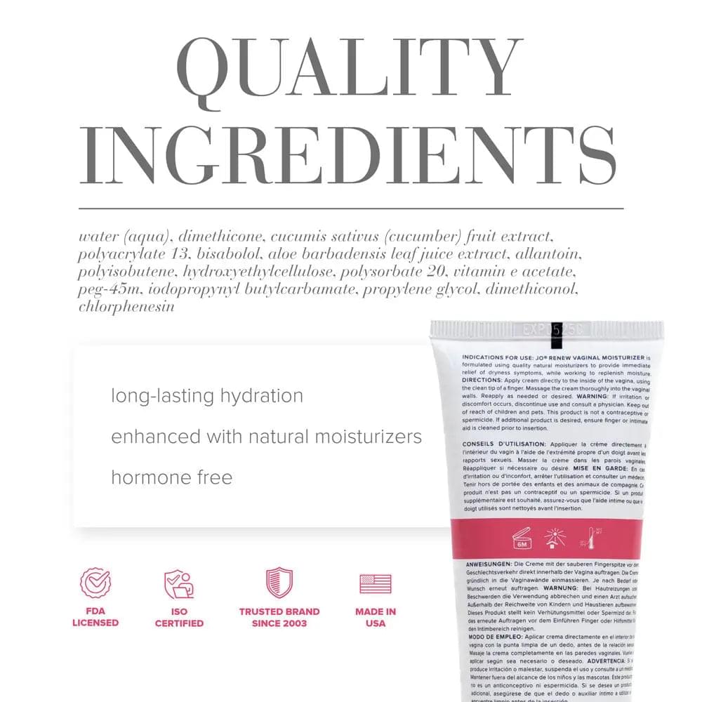 JO Vaginal Moisturiser - 120ml - Vaginal Dryness Moisturiser - 120 ml Tube JO Discreet Intimate Essentials.