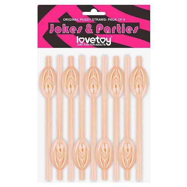 Jokes & Parties Original Pussy Straws -  Pussy Straws - Set of 9 Lovetoy Discreet Intimate Essentials.