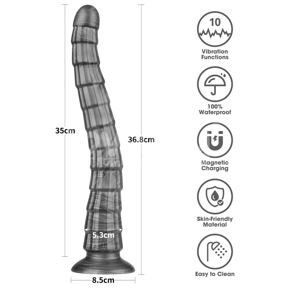 Shop affordable quality King Sized Vibrating Vibrax Slider - Grey 36.8 cm (14.5'') USB Rechargeable Vibrating Dildo - Discreet Intimate Essentials - DONGS - Lovetoy