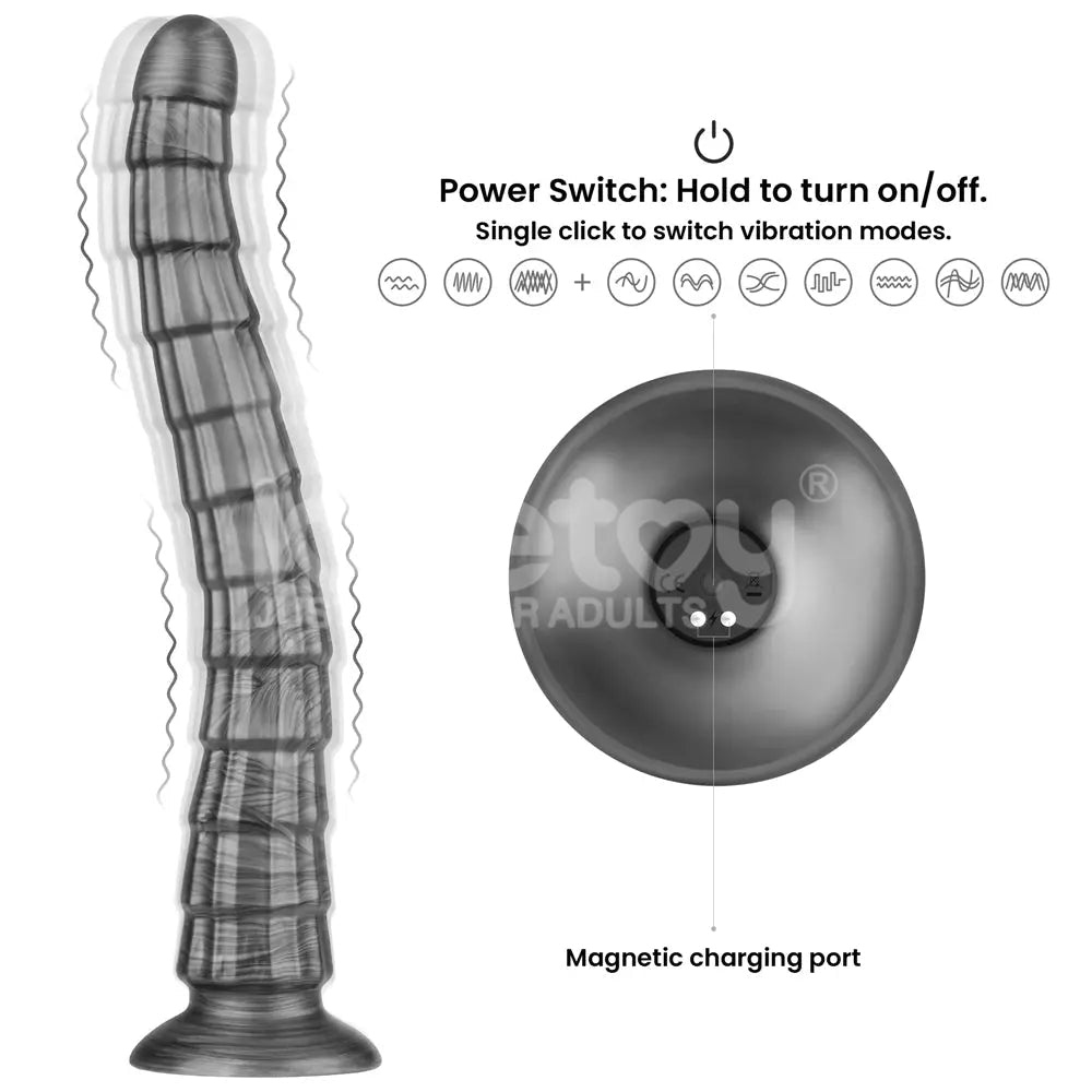 Shop affordable quality King Sized Vibrating Vibrax Slider - Grey 36.8 cm (14.5'') USB Rechargeable Vibrating Dildo - Discreet Intimate Essentials - DONGS - Lovetoy