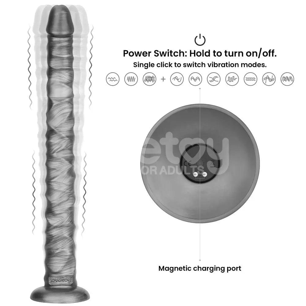 King Sized Vibrating Vibrax Slider - Grey 40.8 cm (16'') USB Rechargeable Vibrating Dildo Lovetoy Discreet Intimate Essentials.