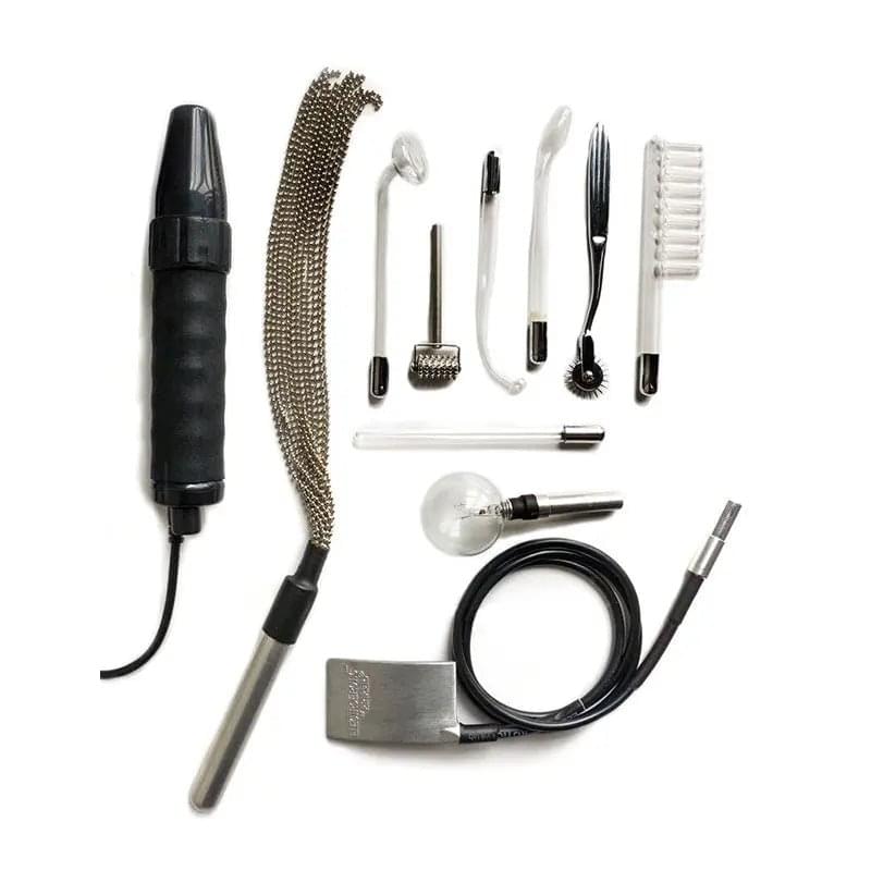 KinkLab Agent Noir Neon Wand Kit - E-Stim Kit - 11 Piece Set Stockroom Discreet Intimate Essentials.