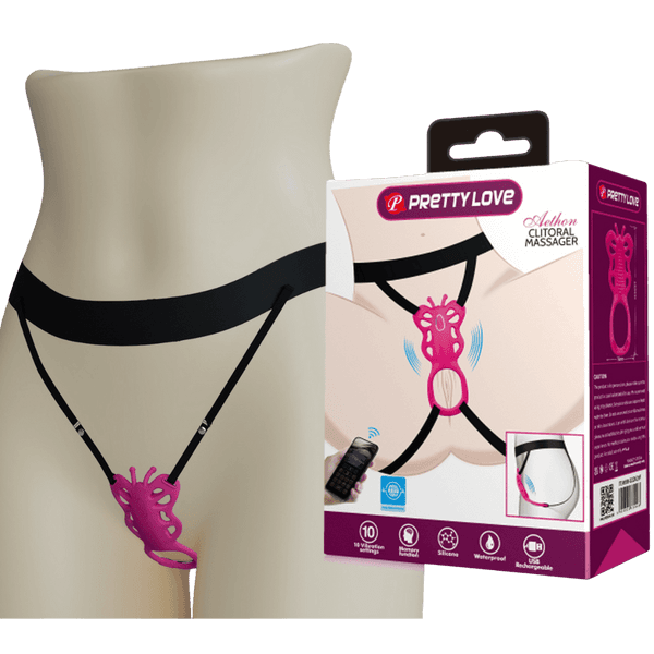 Rechargeable Strap-on Butterfly Massager - Aethon (Pink)