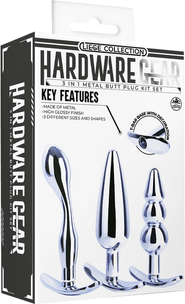 3 in 1 Metal Butt Plug Kit Set (Chrome)