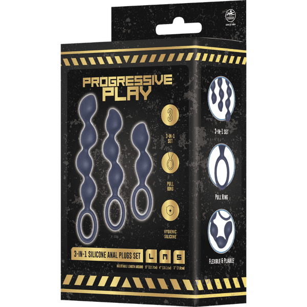 3-In-1 Silicone Anal Plug Set (Black)