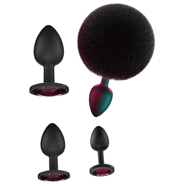 Booty Fantasy 4 Piece Diamond Butt Plug Collection (Black)