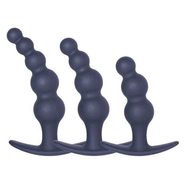 3-In-1 Silicone Anal Plug Set (Black)