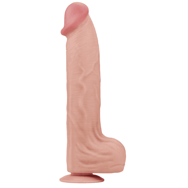 14" King Sized Sliding Skin Dual Layer Dong (Flesh)