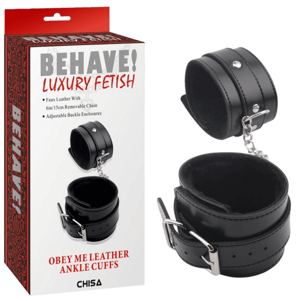 Obey Me Leather Ankle Cuffs (Black)