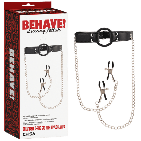 Breathable O-ring Gag with Nipple Clamps