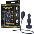 Inflatable Silicone Anal Plug With Plug (Black)