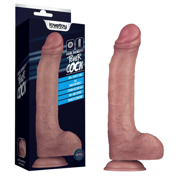 11" Vibrating Dual Density Power Cock (Flesh)