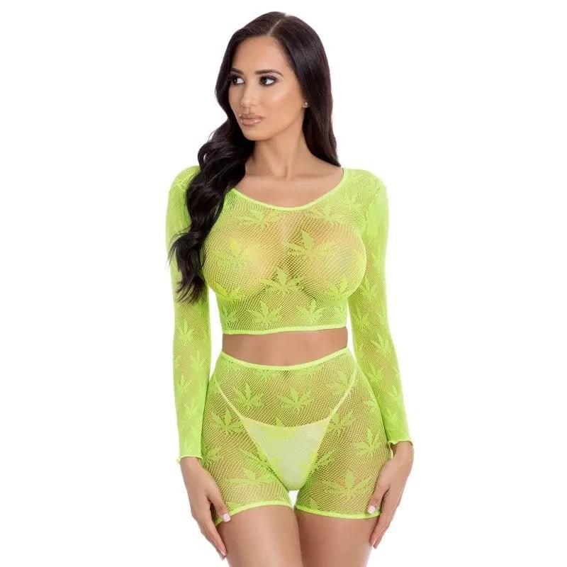 Leaf It To Me Short Set Green Pink Lipstick Discreet Intimate Essentials.