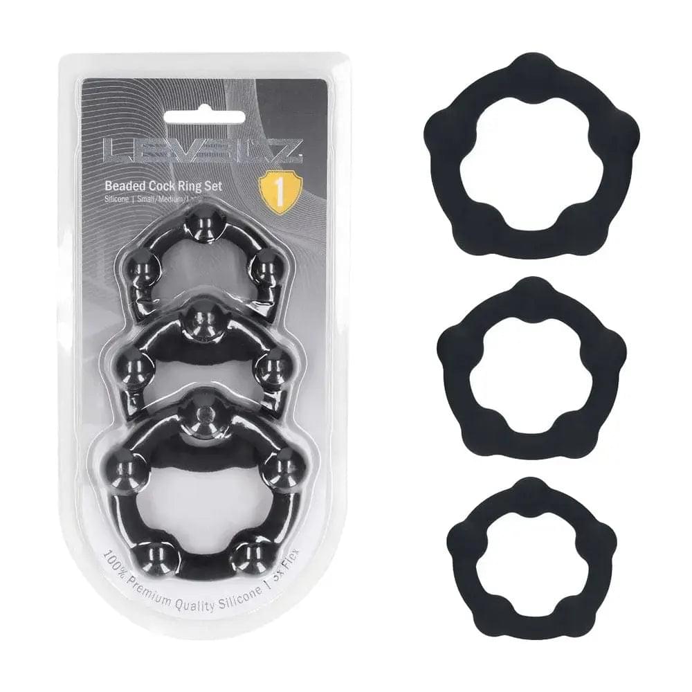 LEVELZ Beaded Silicone Cock Ring Set of 3 -  -  Cock Rings - Set of 3 Sizes Shots Toys Discreet Intimate Essentials.