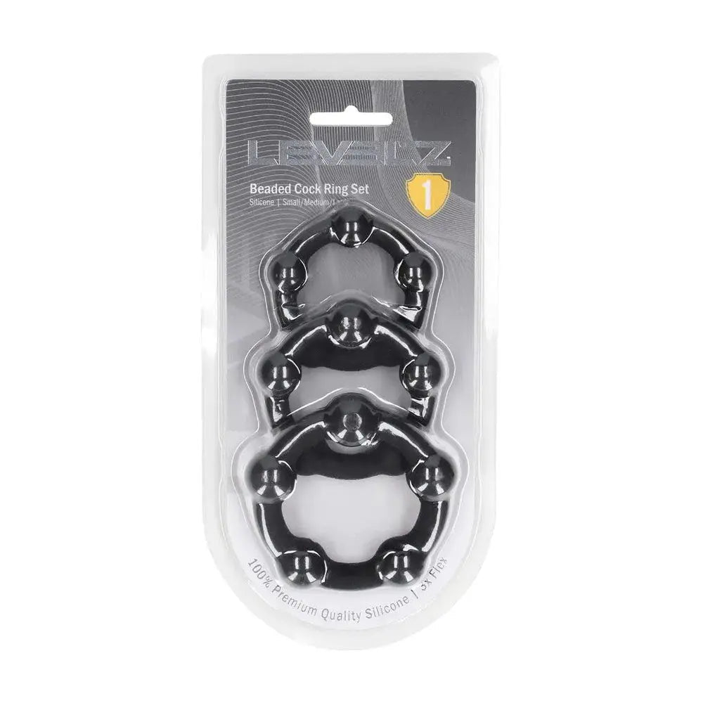 Shop affordable quality LEVELZ Beaded Silicone Cock Ring Set of 3 - Cock Rings - Set of 3 Sizes - Discreet Intimate Essentials - COCK RINGS - Shots Toys