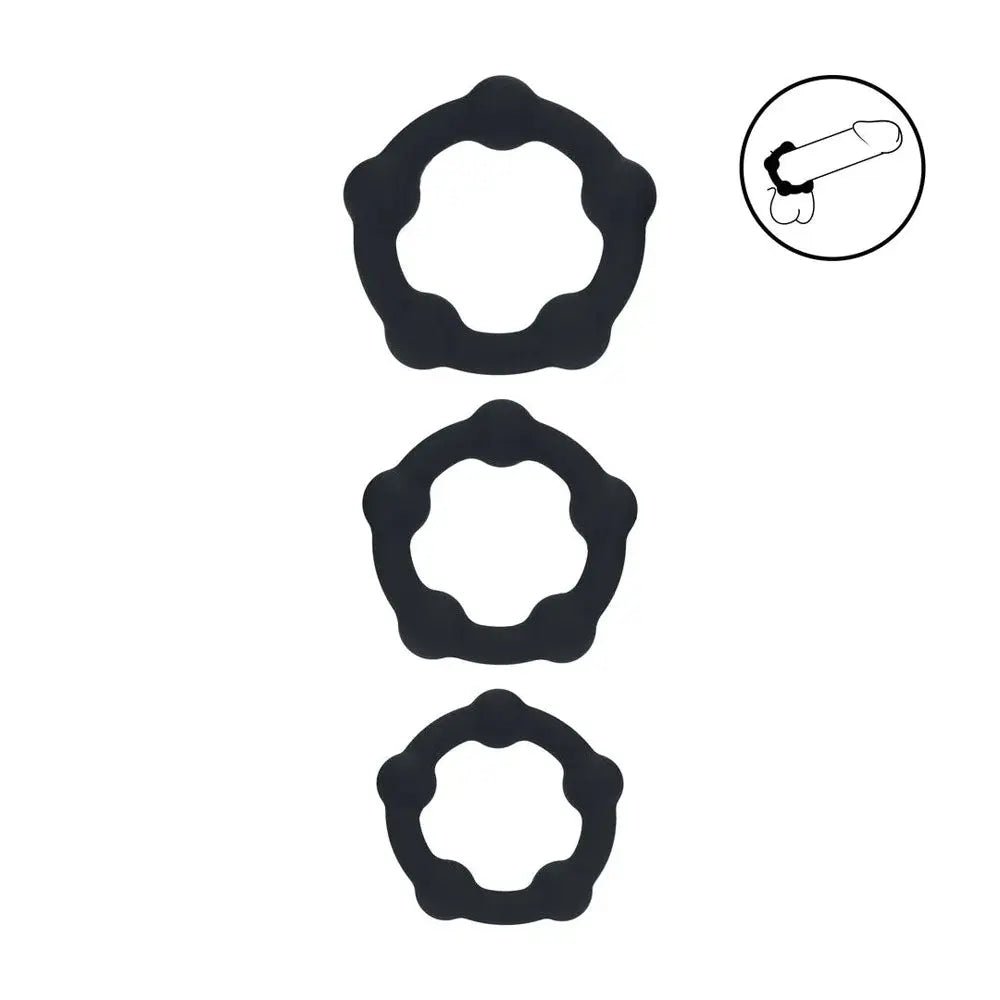 Shop affordable quality LEVELZ Beaded Silicone Cock Ring Set of 3 - Cock Rings - Set of 3 Sizes - Discreet Intimate Essentials - COCK RINGS - Shots Toys