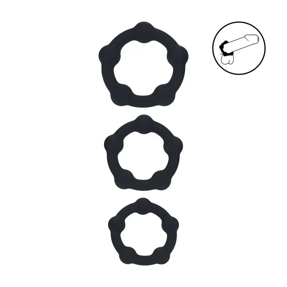 LEVELZ Beaded Silicone Cock Ring Set of 3 -  -  Cock Rings - Set of 3 Sizes Shots Toys Discreet Intimate Essentials.