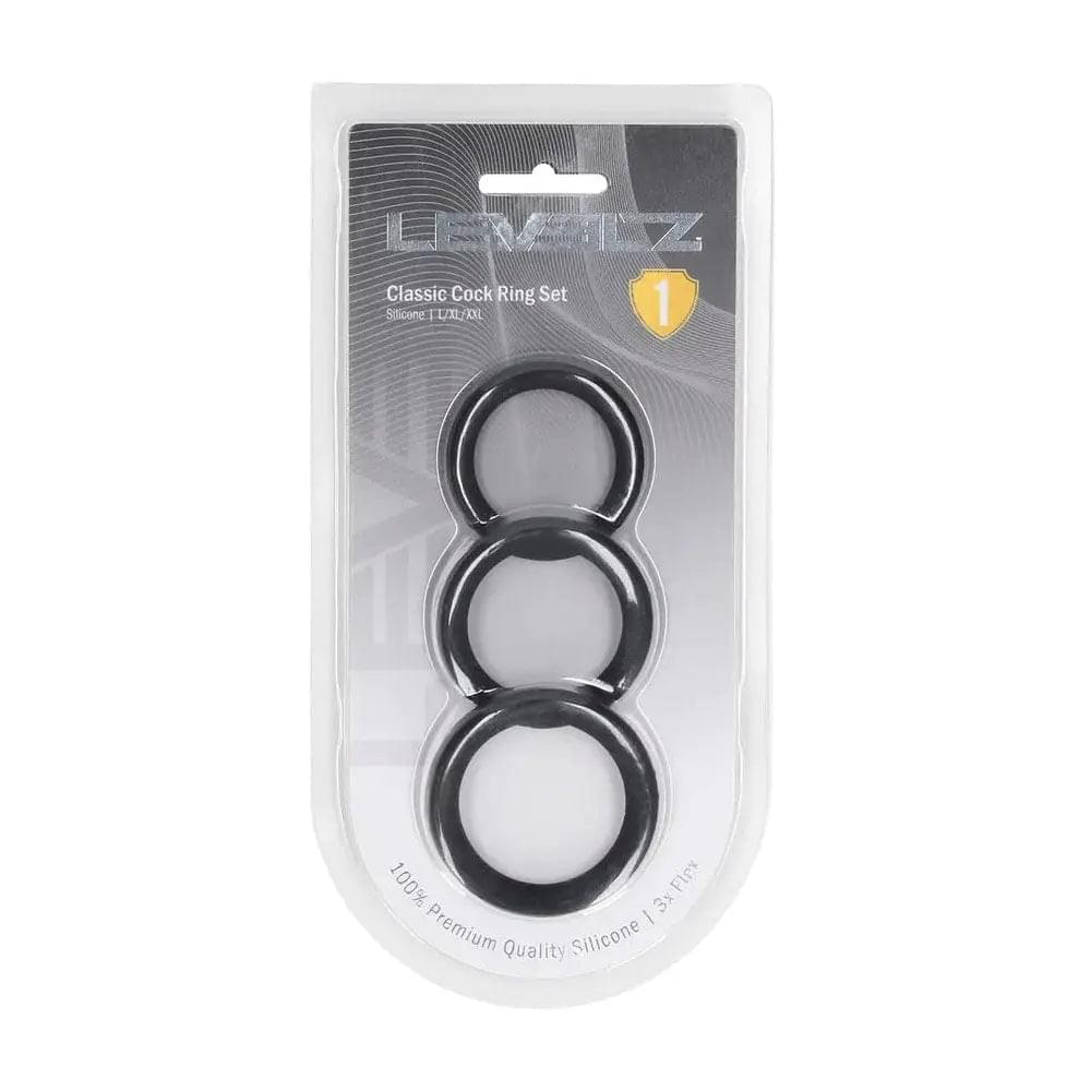 LEVELZ Classic Silicone Cock Ring Set - L/XL/XXL -  Cock Rings - Set of 3 Sizes Shots Toys Discreet Intimate Essentials.