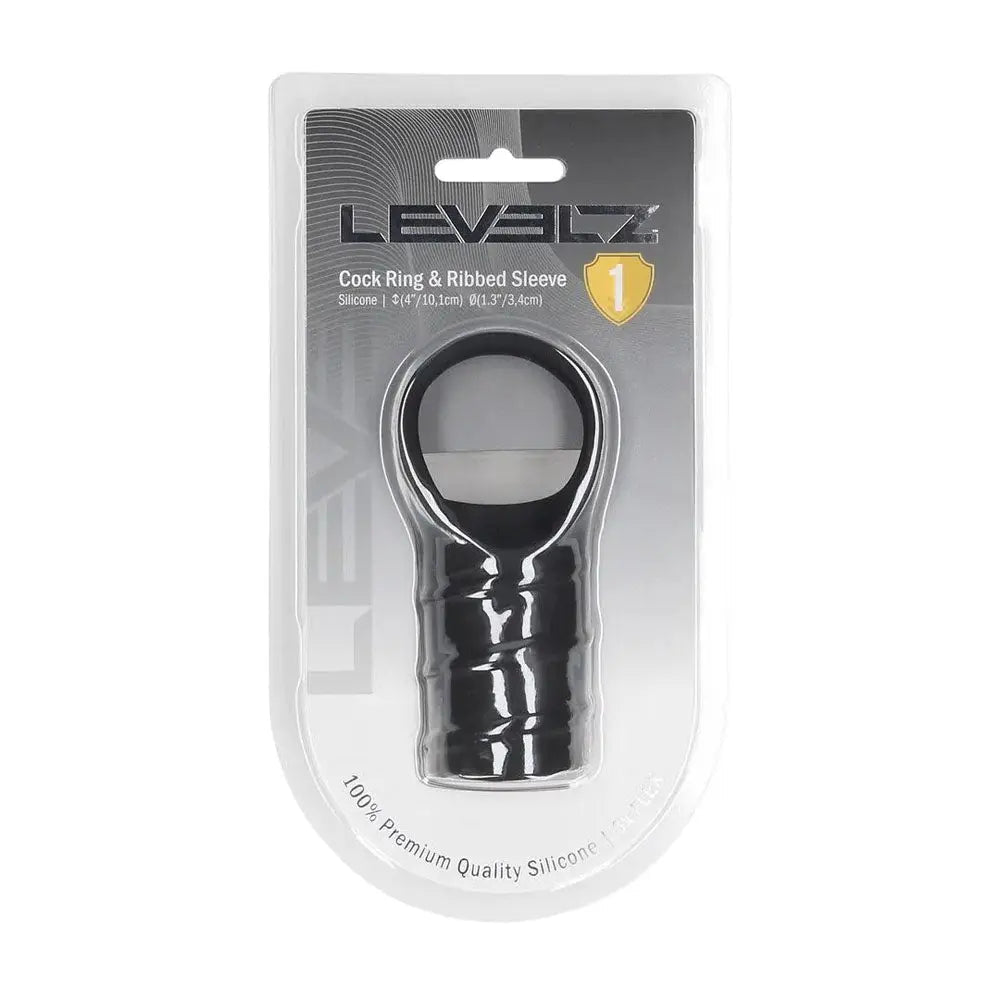 Shop affordable quality LEVELZ Silicone Cock Ring & Ribbed Sleeve - Cock Ring with Sleeve - Discreet Intimate Essentials - COCK RINGS - Shots Toys
