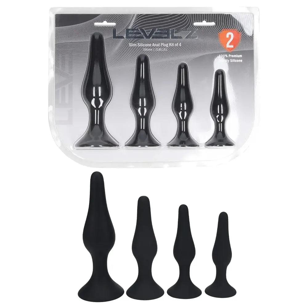 LEVELZ Slim Silicone Anal Plug Kit of 4 -  Butt Plugs - Set of 4 Sizes Shots Toys Discreet Intimate Essentials.