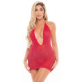Love Bite Plunge Halter Dress Black Pink Lipstick Discreet Intimate Essentials.
