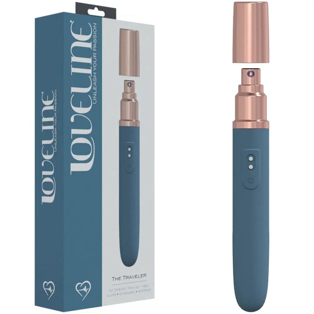 LOVELINE The Traveler -  -  17.6 cm USB Rechargeable Vibrator with Lube Applicator Shots Toys Discreet Intimate Essentials.