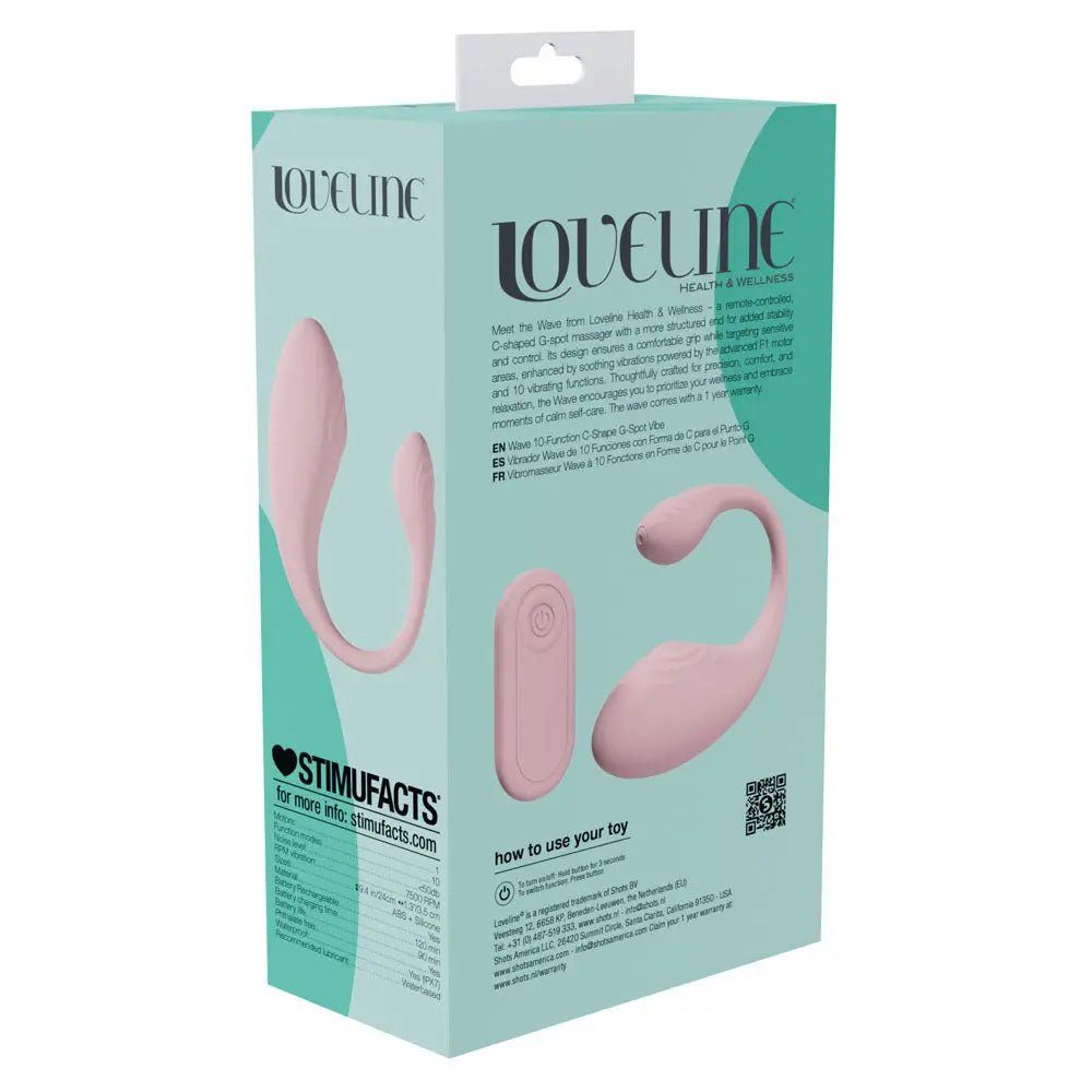Shop affordable quality LOVELINE Wave - USB Rechargeable C-Shaped Vibrator with Remote - Discreet Intimate Essentials - VIBRATORS - Shots Toys