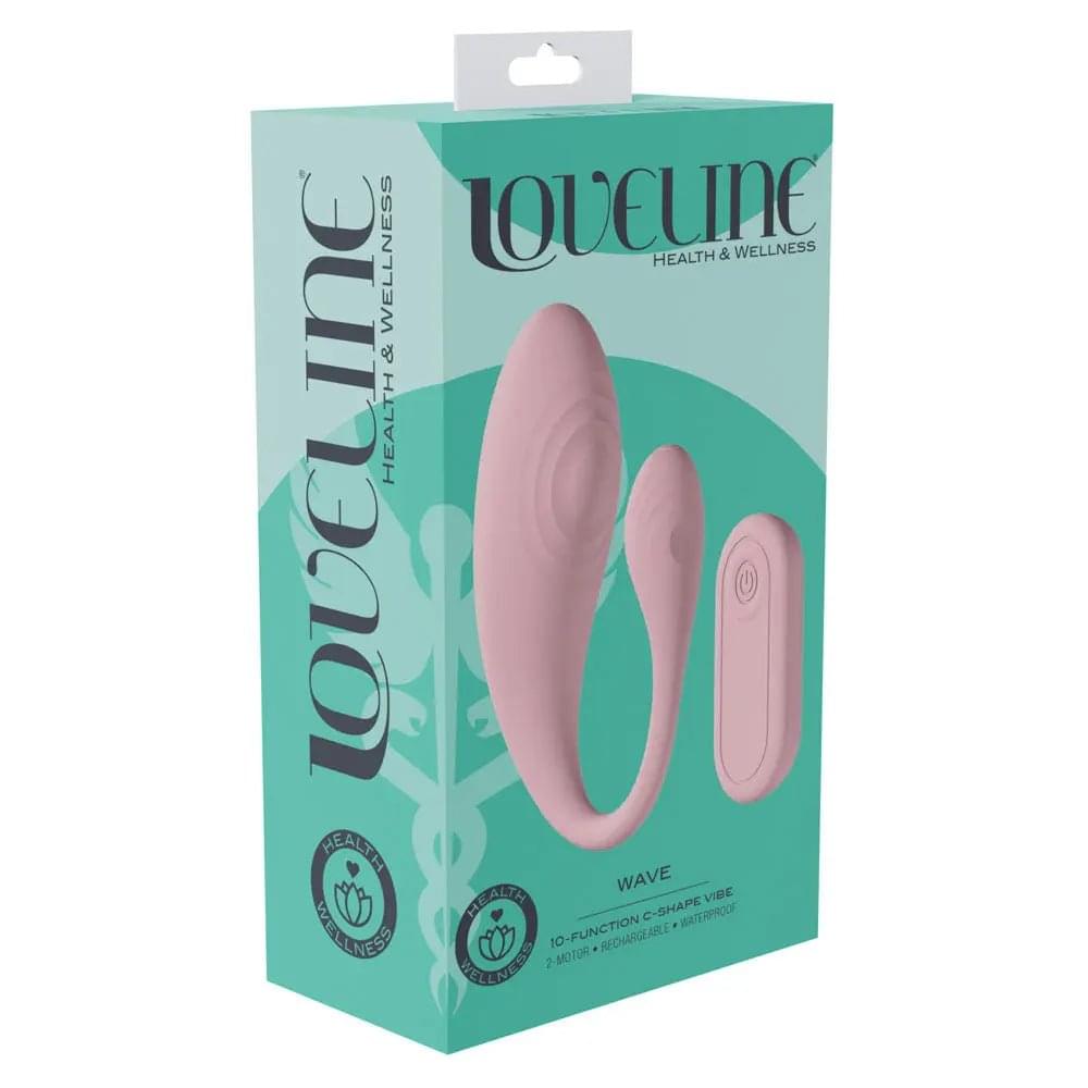 LOVELINE Wave -  USB Rechargeable C-Shaped Vibrator with Remote Shots Toys Discreet Intimate Essentials.